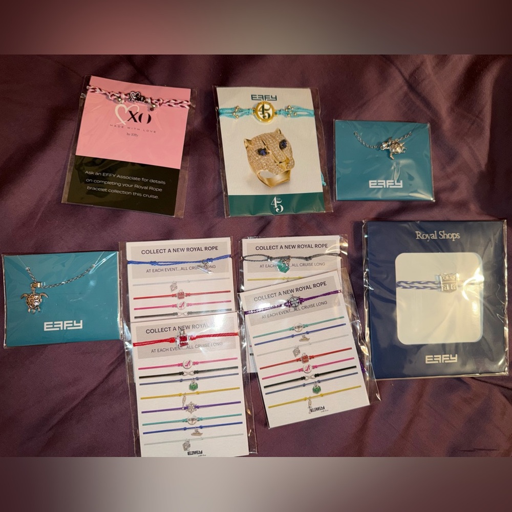 EUFY charm bracelets & turtle necklaces lot x9